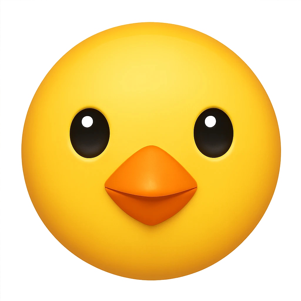 yellow face with yellow chick beak, digital illustration, emoji style, no background emoji