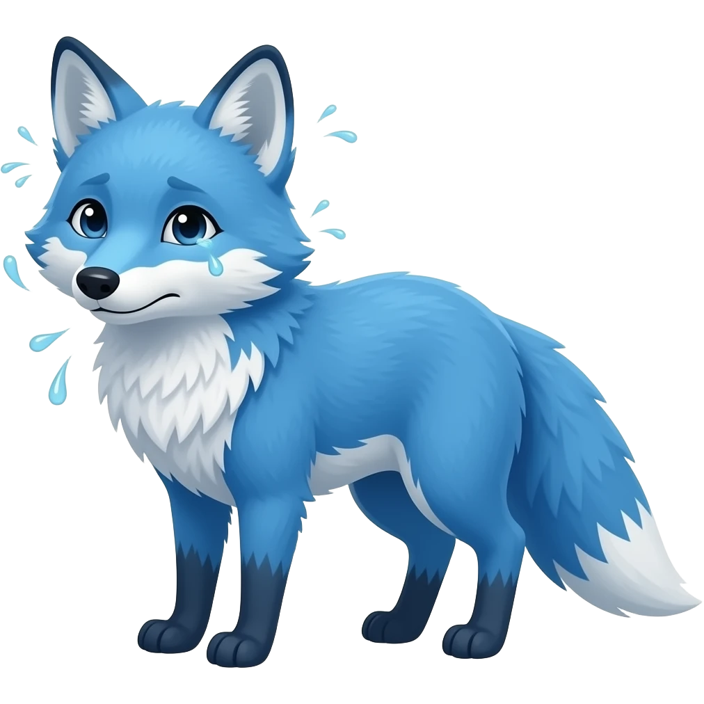 blue fox with shivvering emoji