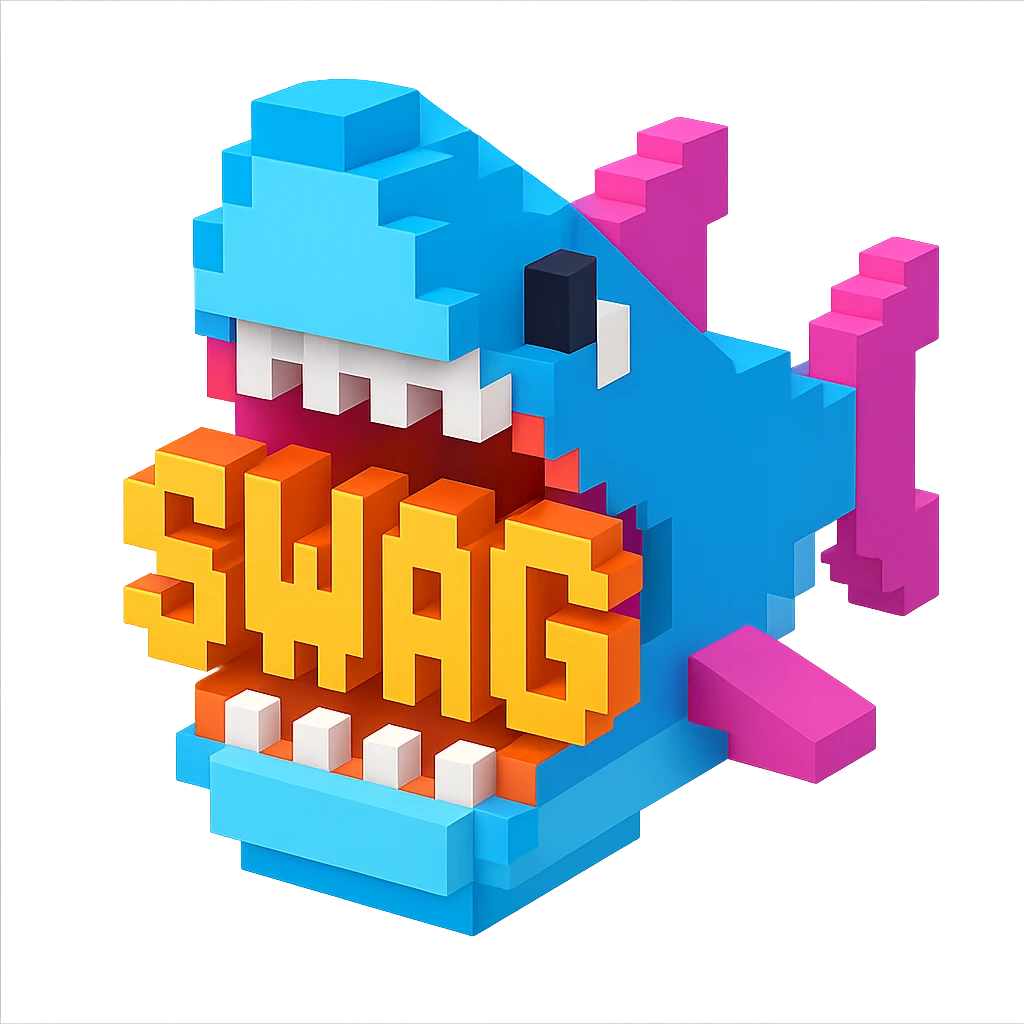 акула в пасти которой надпись SWAG, no background emoji