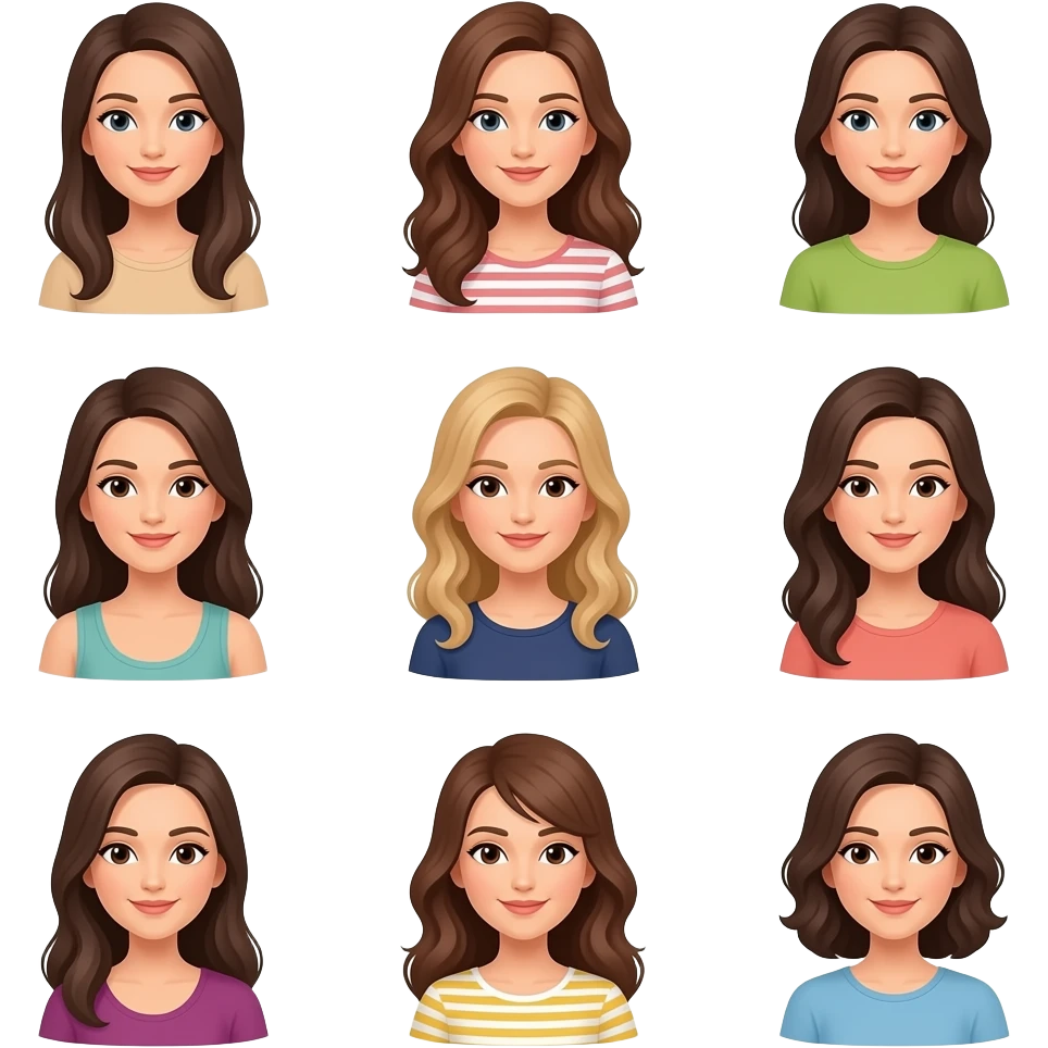 coba ubah tetap cewk jadi banyak dan poto nya jdi beda emoji