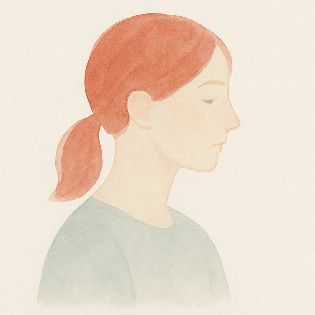 woman with red hair, soft watercolor style emoji