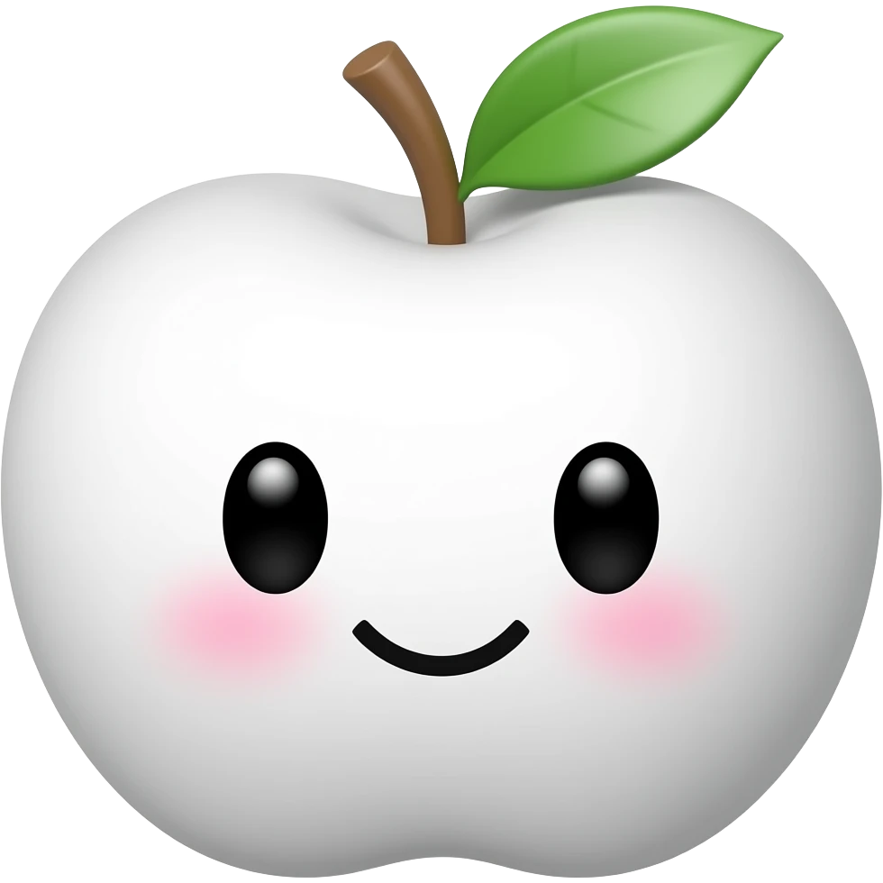 Kawaii white apple emoji