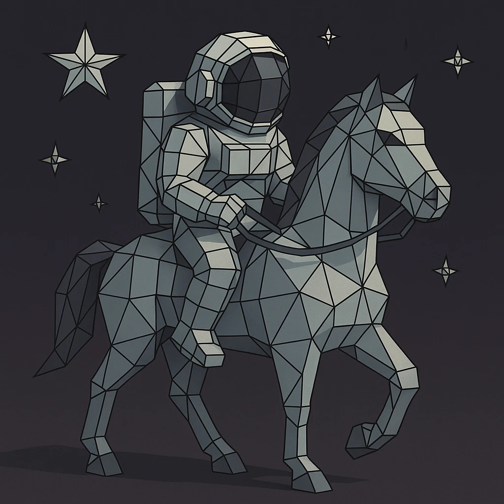 astronaut on horseback with stars in background emoji