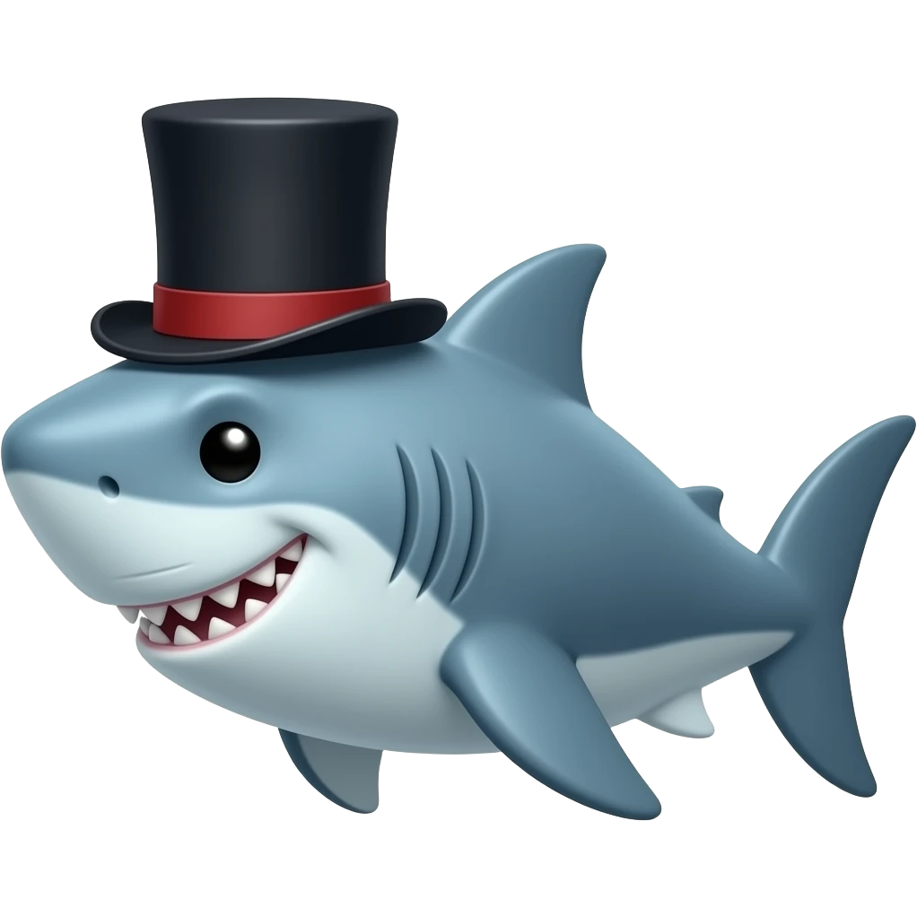 Shark with a top hat emoji