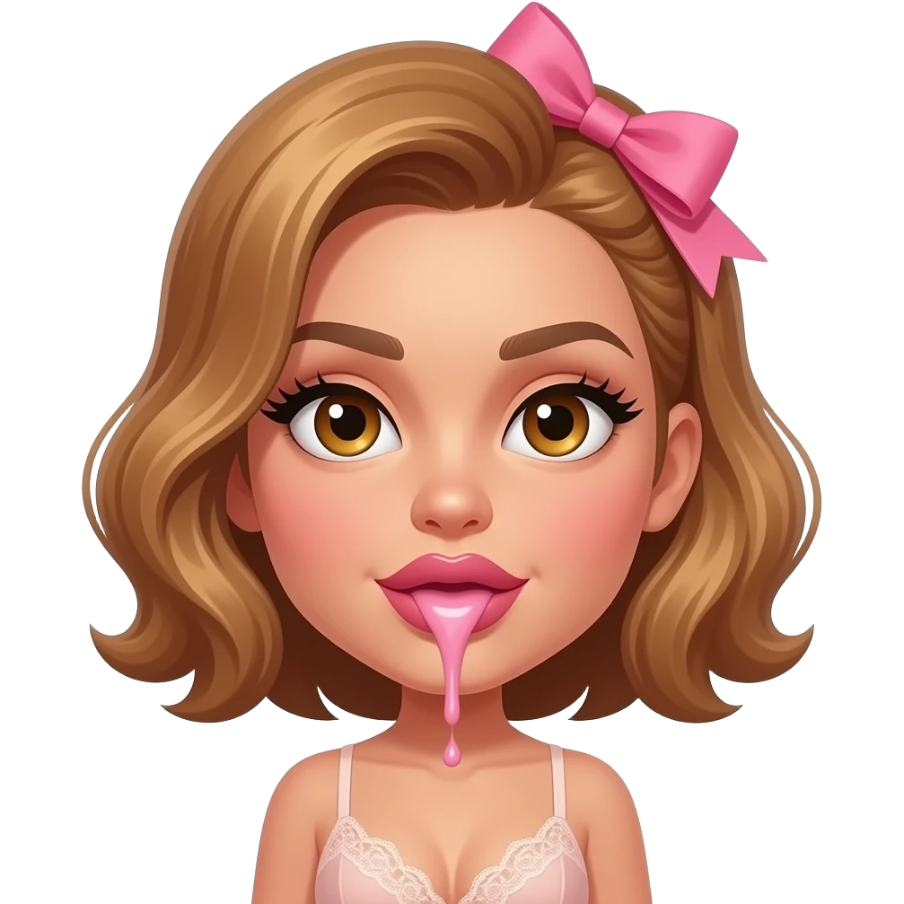 glamours,-tanned,-very-beautiful-woman-with-big-plump-rose-beige-lips,-long-lashes,-honey-silky-very short- hair,-wavy-hair,-with pink bow in hair -hazel-eyes-wearing-nude-lace-lingerie-nude-stilettos,-projectile-vommiting-puke emoji