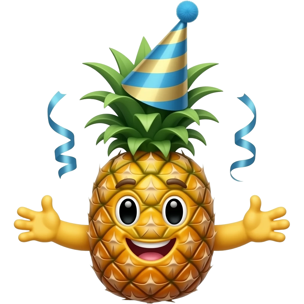 pineapple wear party hat increase hat size emoji
