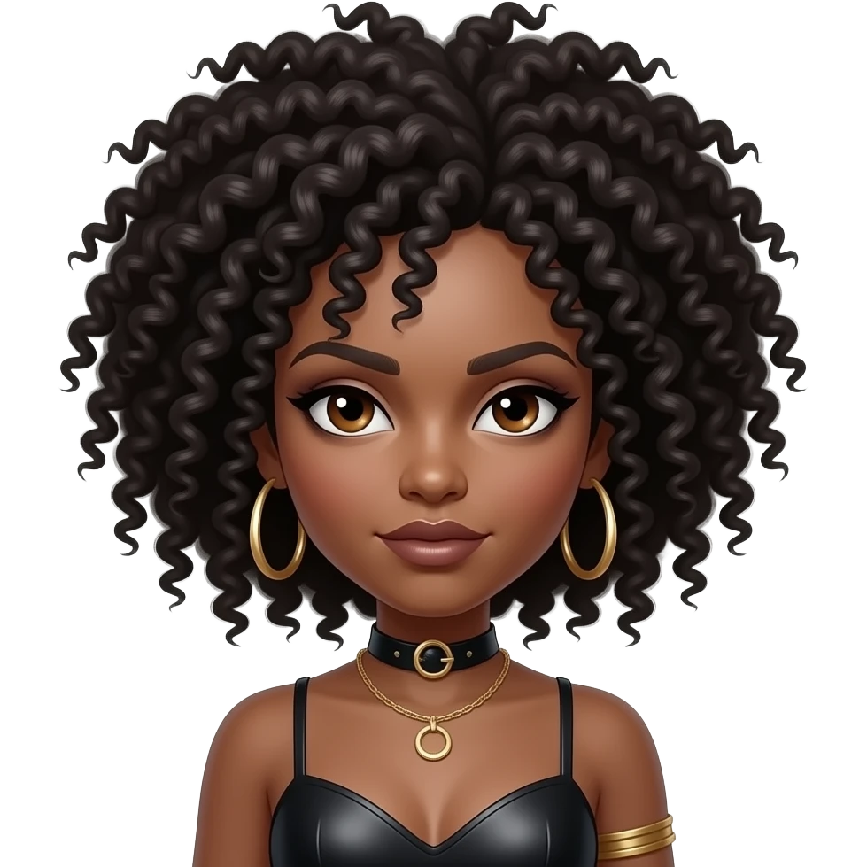 Bdsm dominatrix afro  brown eyes emoji