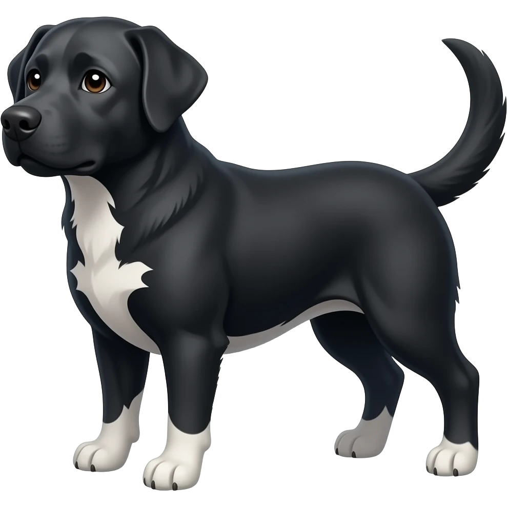 black labrador type dog with a white chest emoji