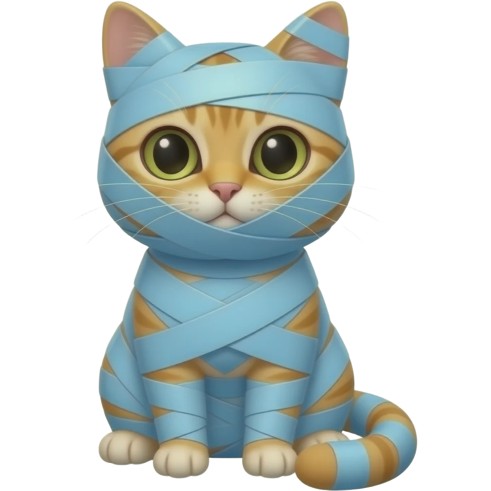 Whole anthro cat wrapped up  covered with 100000 light blue bandages covered whole anthro cat emoji