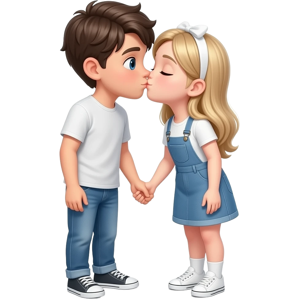 Realistic White boy and white girl kissing emoji