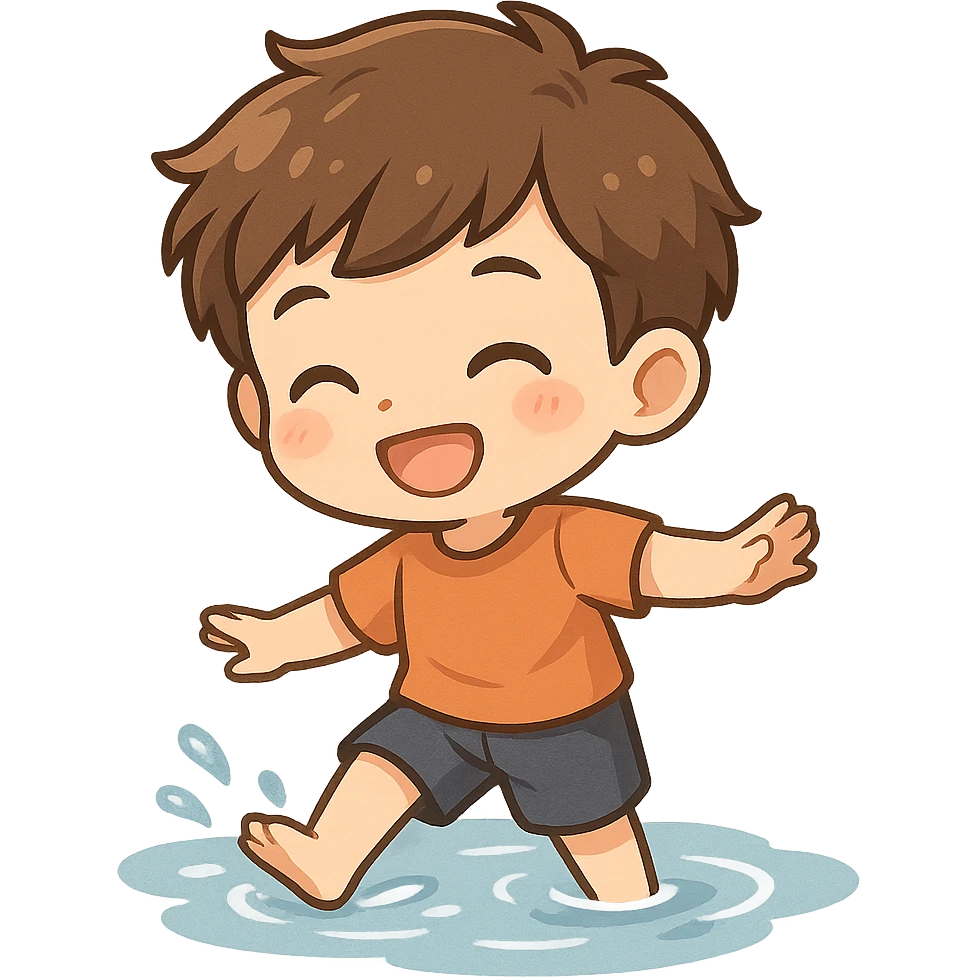 一个小男孩在水里嬉戏 emoji