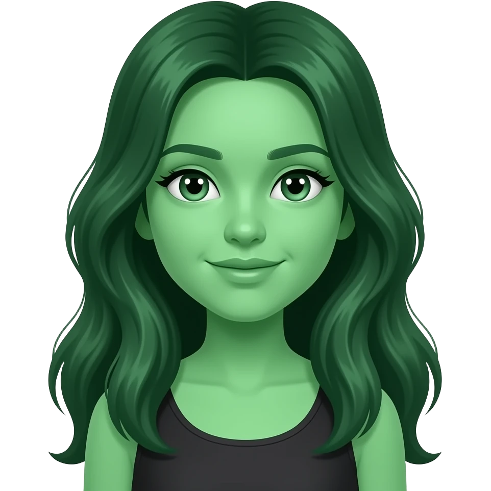 girl with green skin long haired emoji