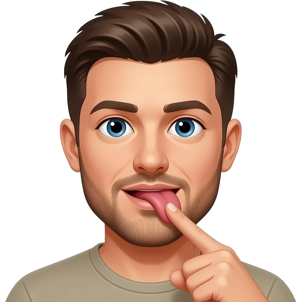 Male licking two fingers emoji