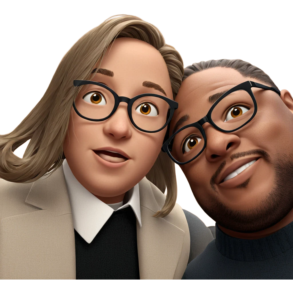 girl and boy with glasses emoji