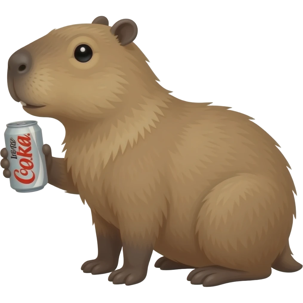 Capybara holding a can of Diet Coke side view emoji