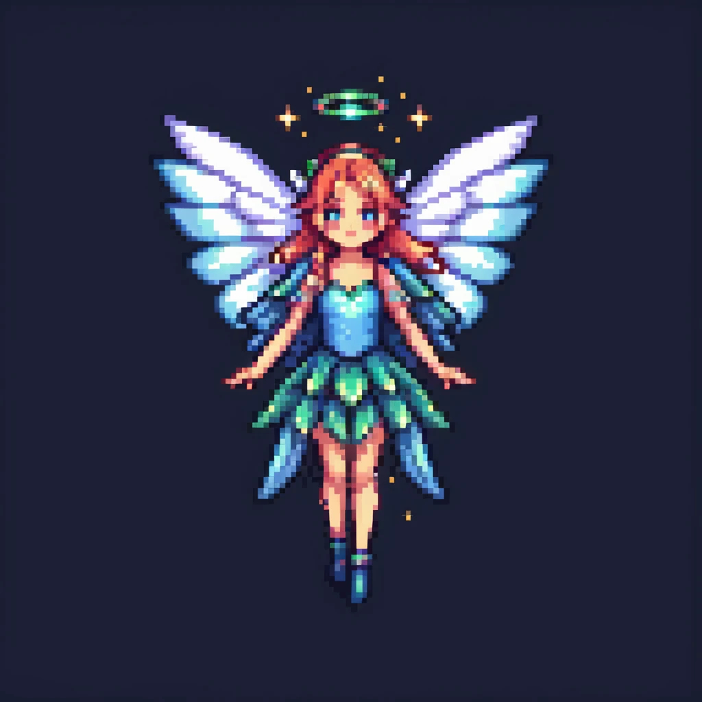 fairy with wings, night scene, sparkling magical aura emoji