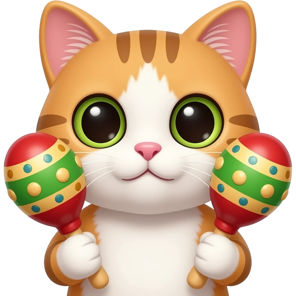 cute cat with  big Maracas closeup emoji