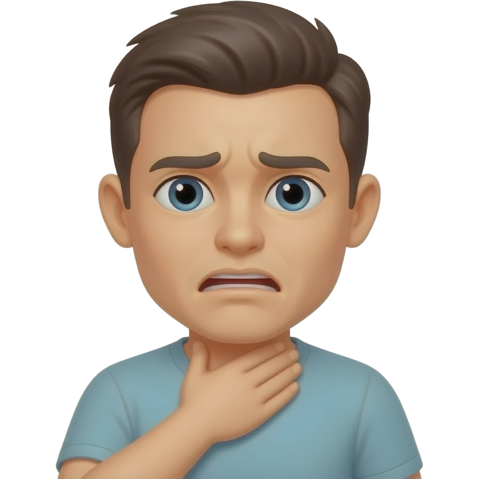 yellow emoji face holding my throat, choking myself emoji