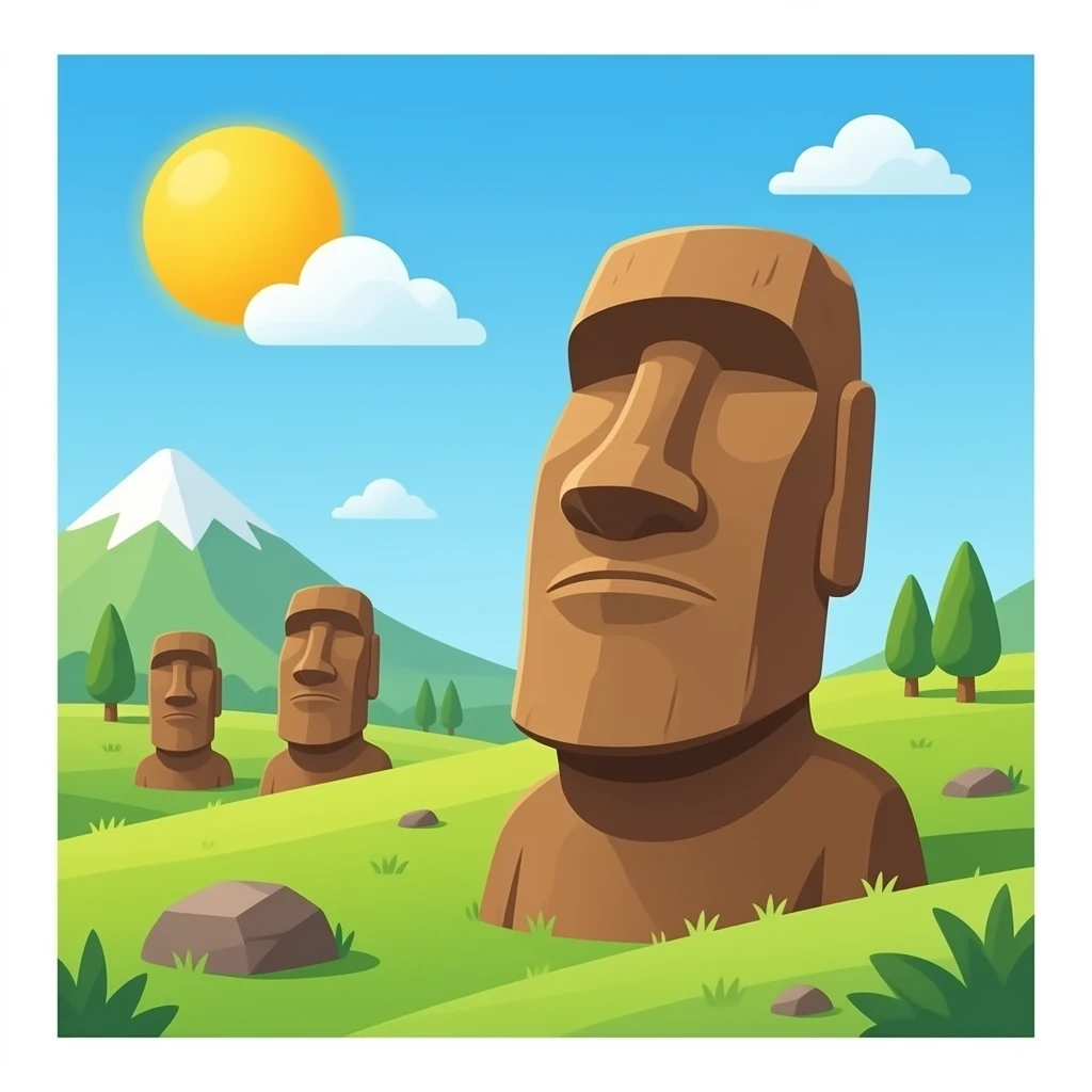 Un moai con chocolate emoji
