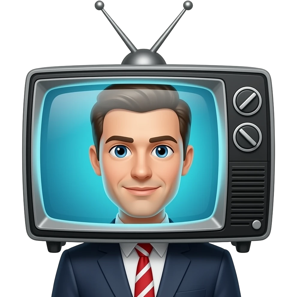 man with a television costume emoji