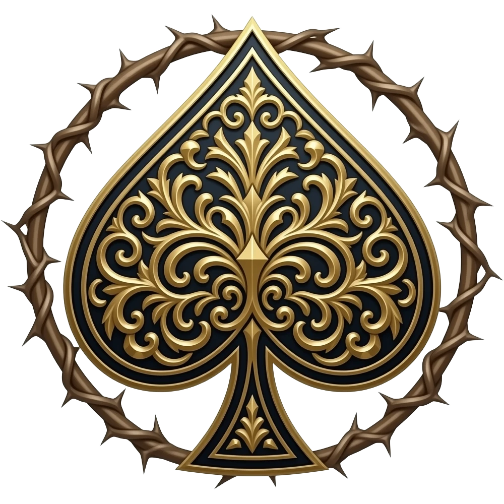 richly ornamented ace of spades surrounded by tendrils of thorns emoji