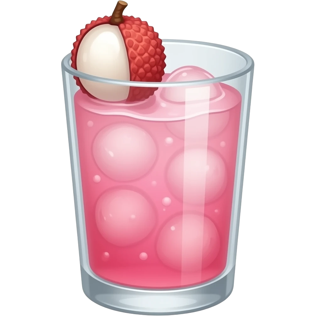 pink lychee cocktail with a lychee on it in the same glass as above emoji