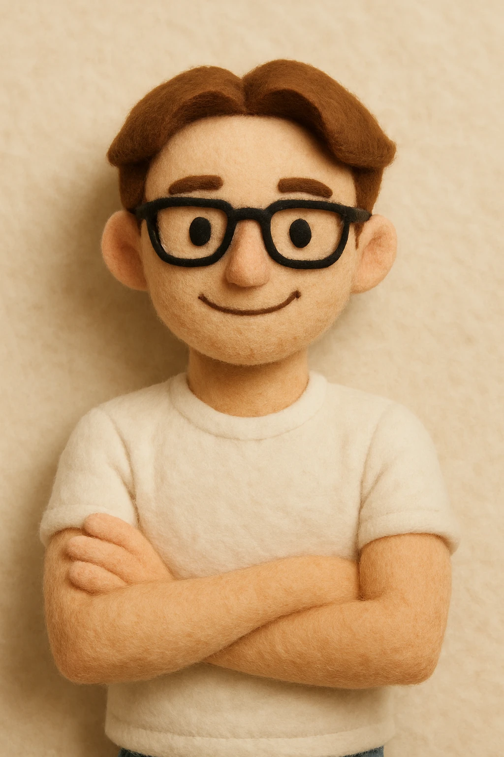Recreate this person as a plush portrait, soft and fluffy texture, pastel colors, centered composition, no background, in the plush portrait style. emoji