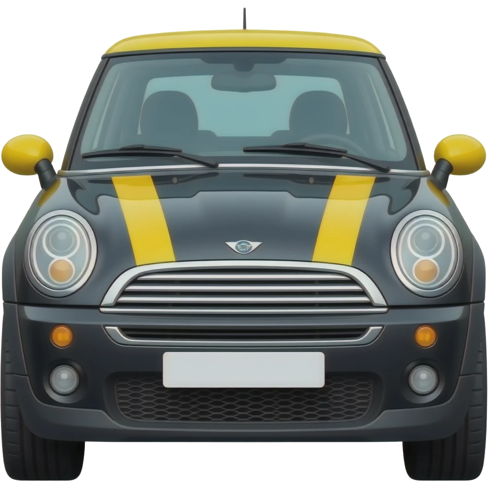 mini  cooper  noir retro jaune emoji