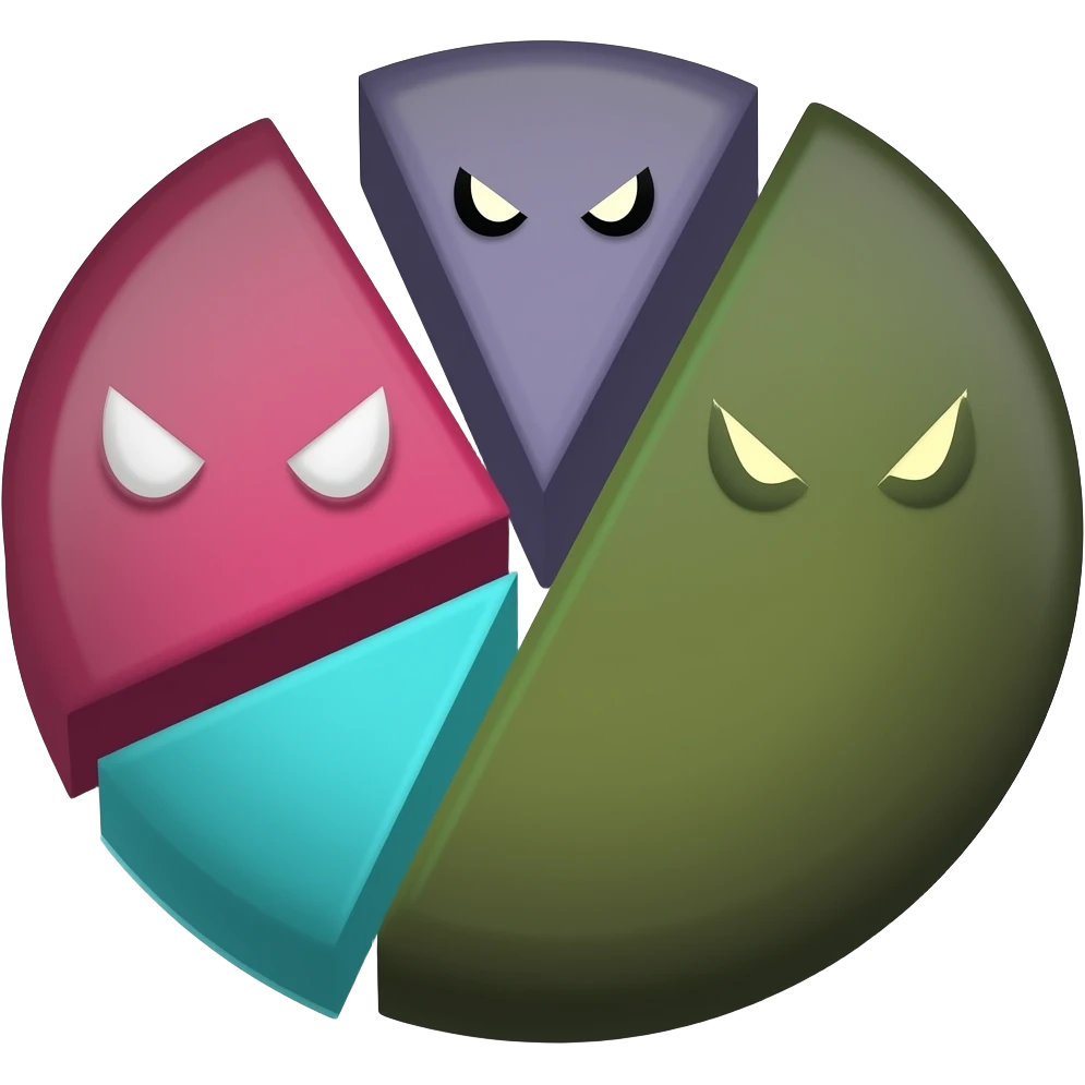 sinnister, evil, mean, pie chart emoji