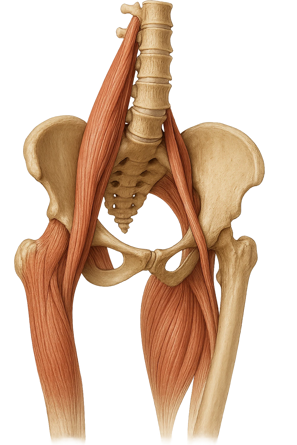 ILEOPSOAS DI UN CORPO UMANO ANATOMICO REALISTICO, iperrealistico 4k emoji