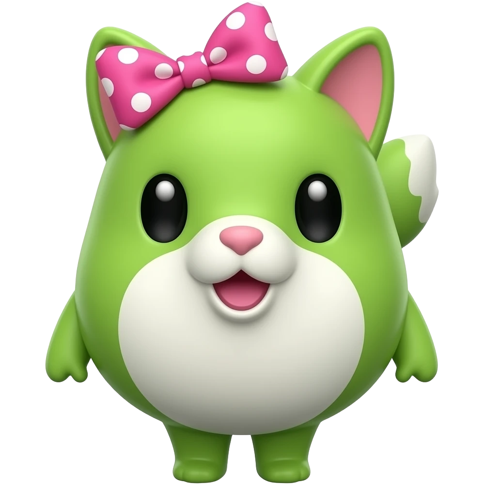 green Cute characters mascot for barbie cafe inspired by barbie colour pallete emoji