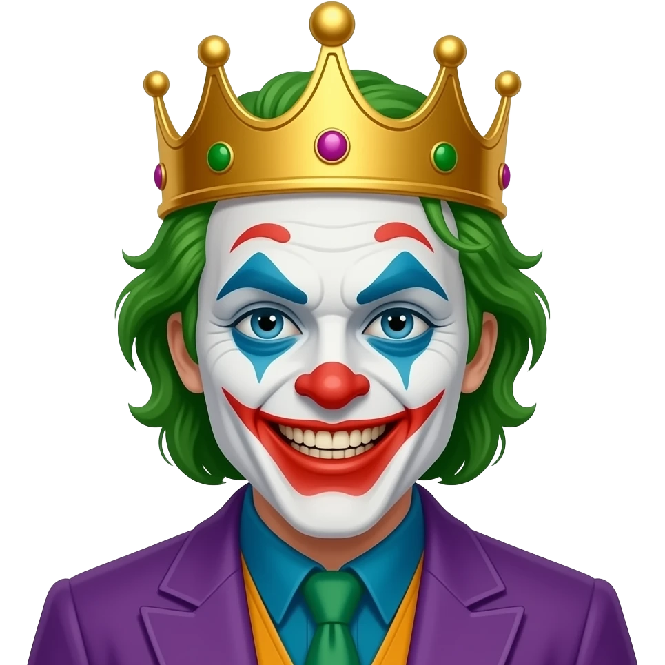 Make me a joker emoji with a king crown on his head make it look like a normal emoji tho emoji