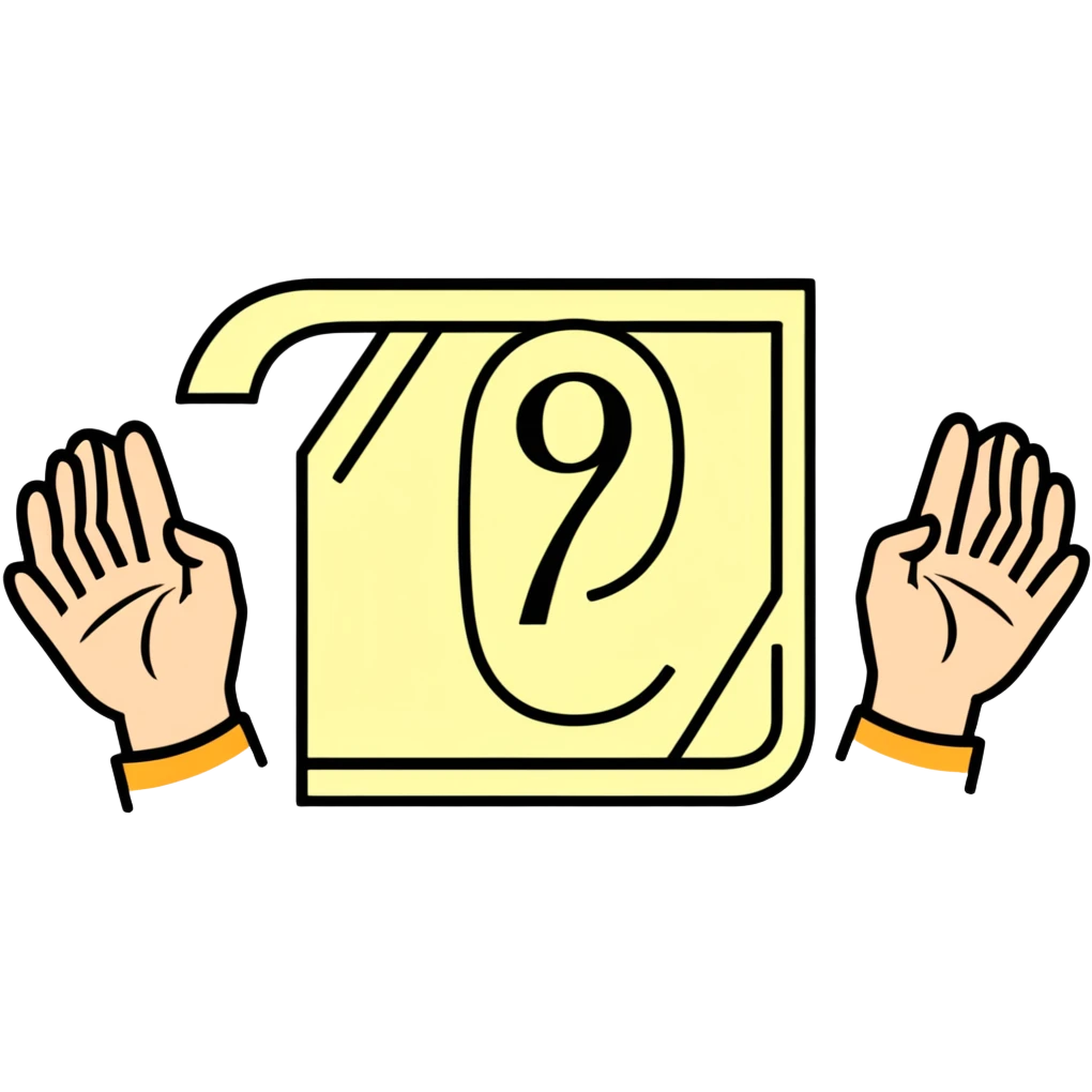 Hands holding 6 and 7 with a human in the middle  emoji