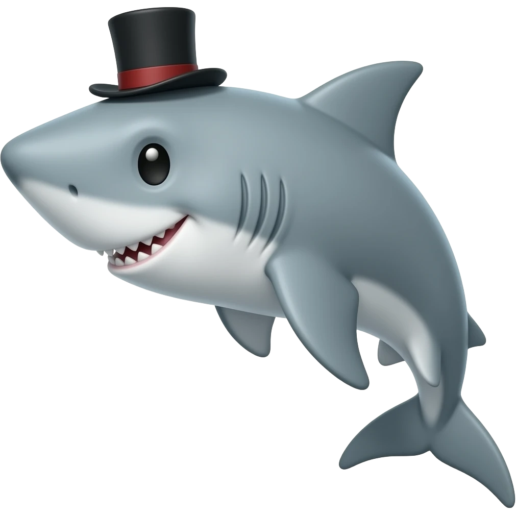 Shark with a top hat emoji