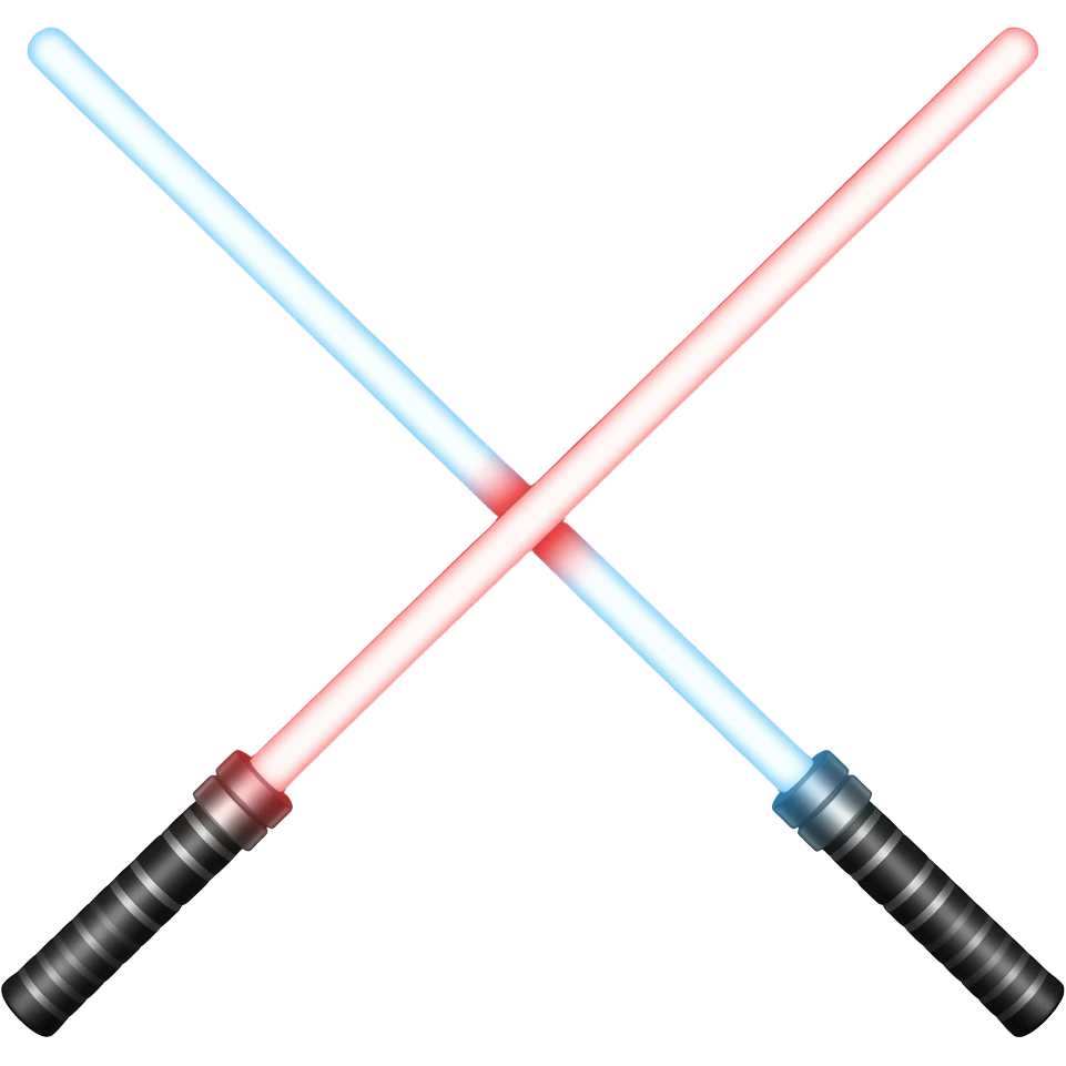 red lightsaber and a blue lightsaber clashing emoji