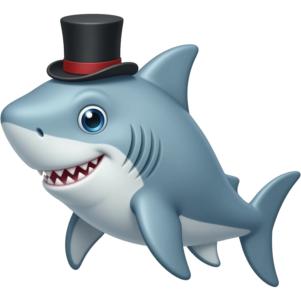 Shark with a top hat emoji