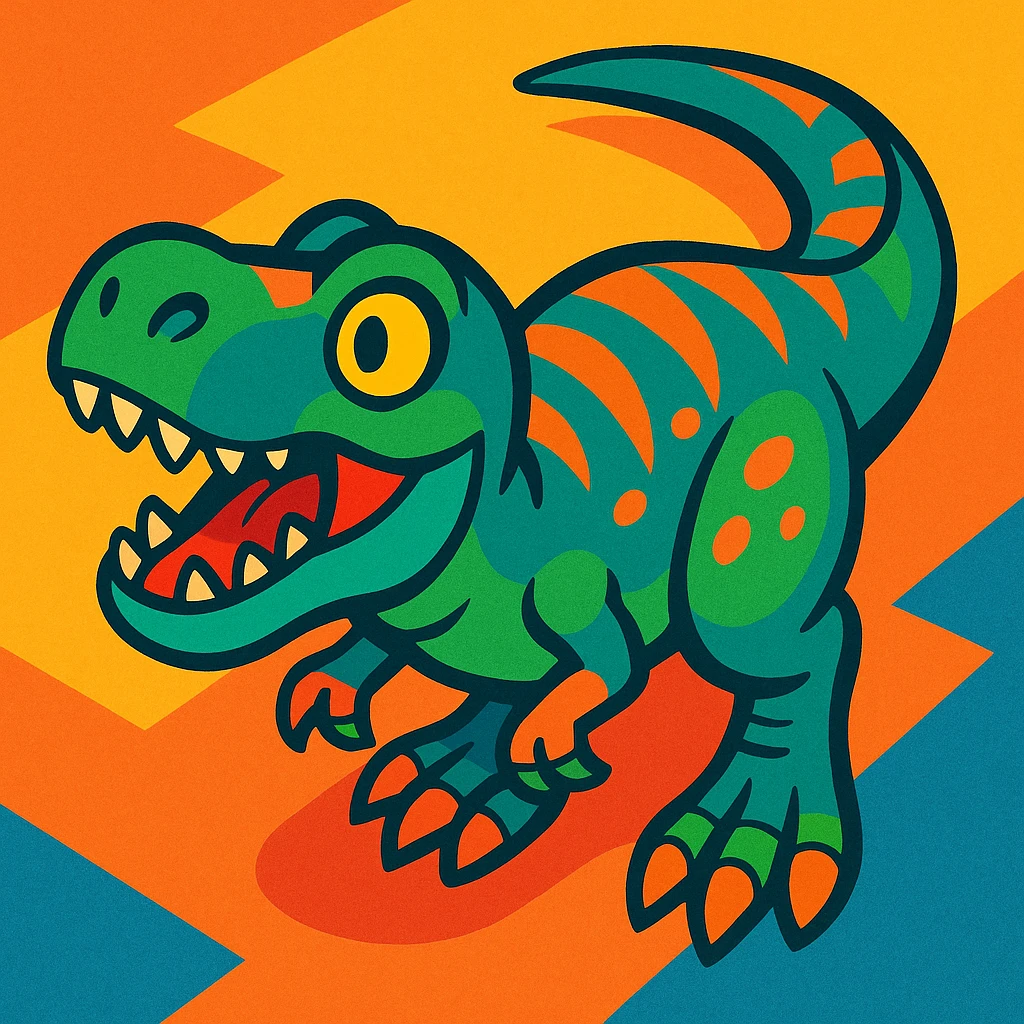overhead view of a T-Rex emoji