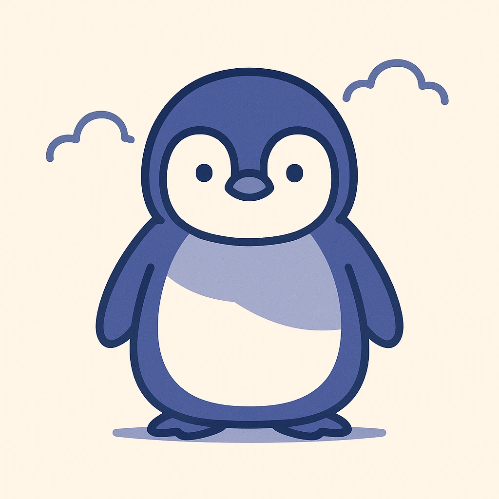 baby penguin, minimal style, round body emoji