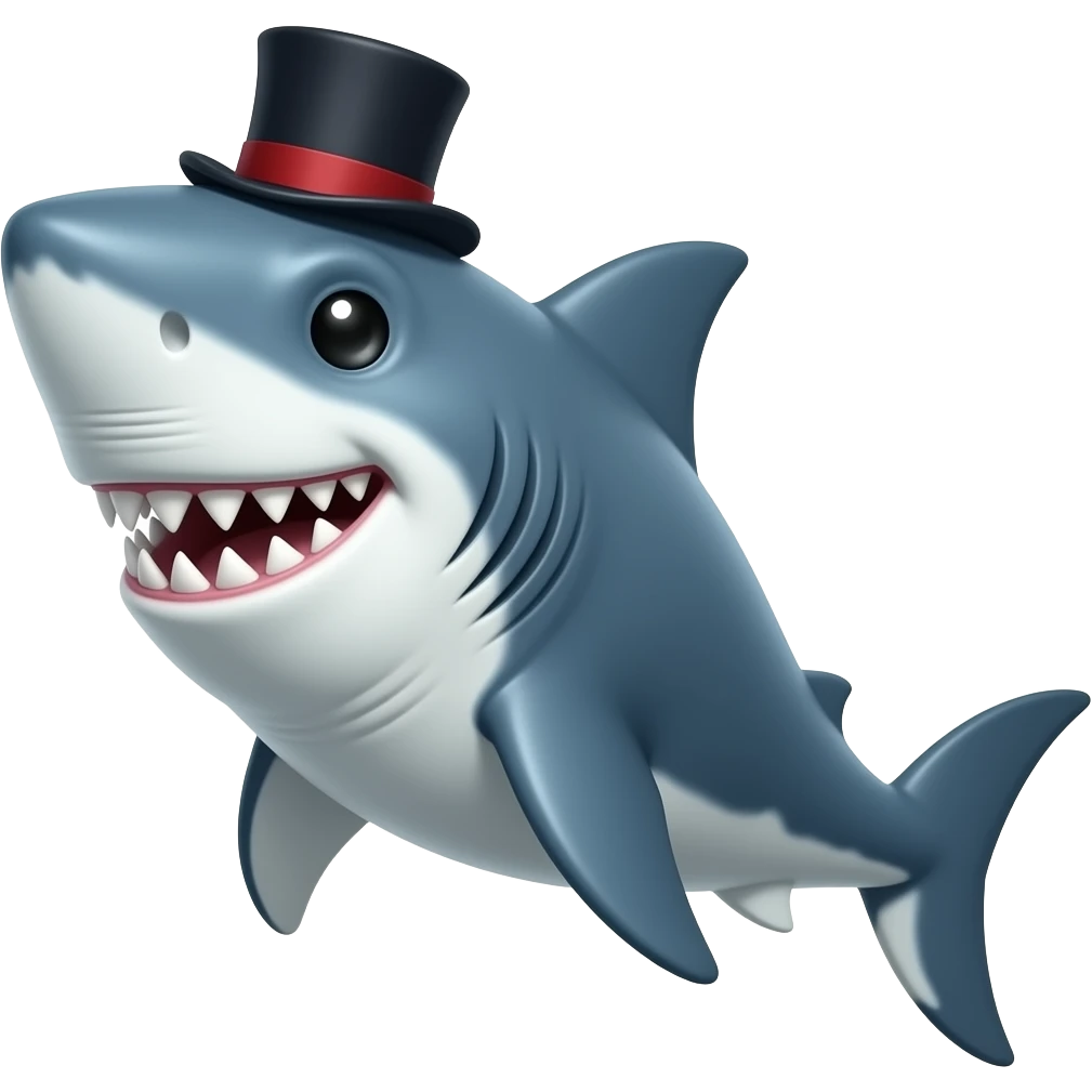 Shark with a top hat emoji