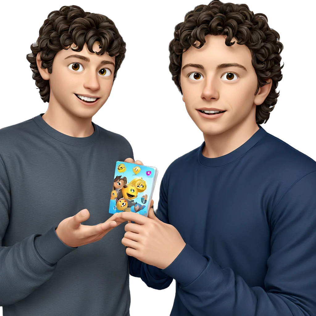 smiling boy in black shirt emoji