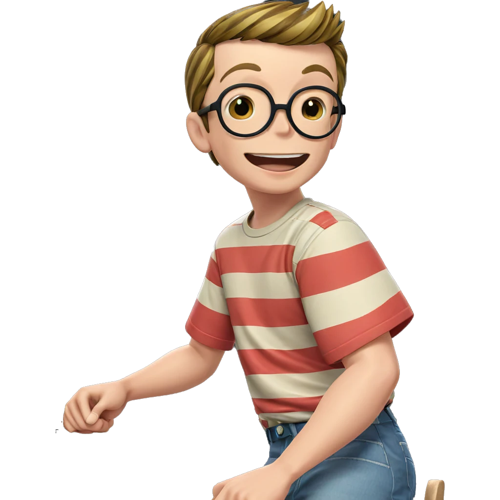 happy boy in striped shirt emoji