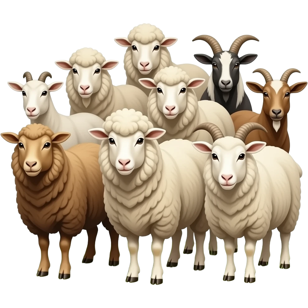 A herd of sheep and goats in the wilderness emoji