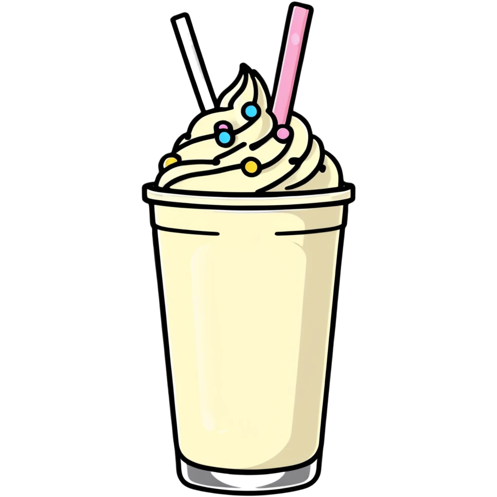 vanilla milkshake with sprinkles emoji