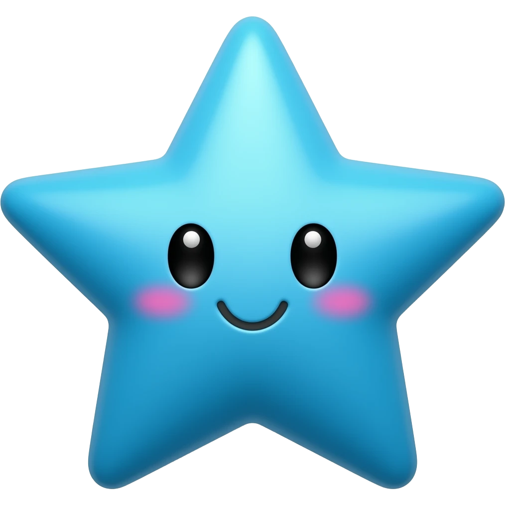 Blue star cute face emoji
