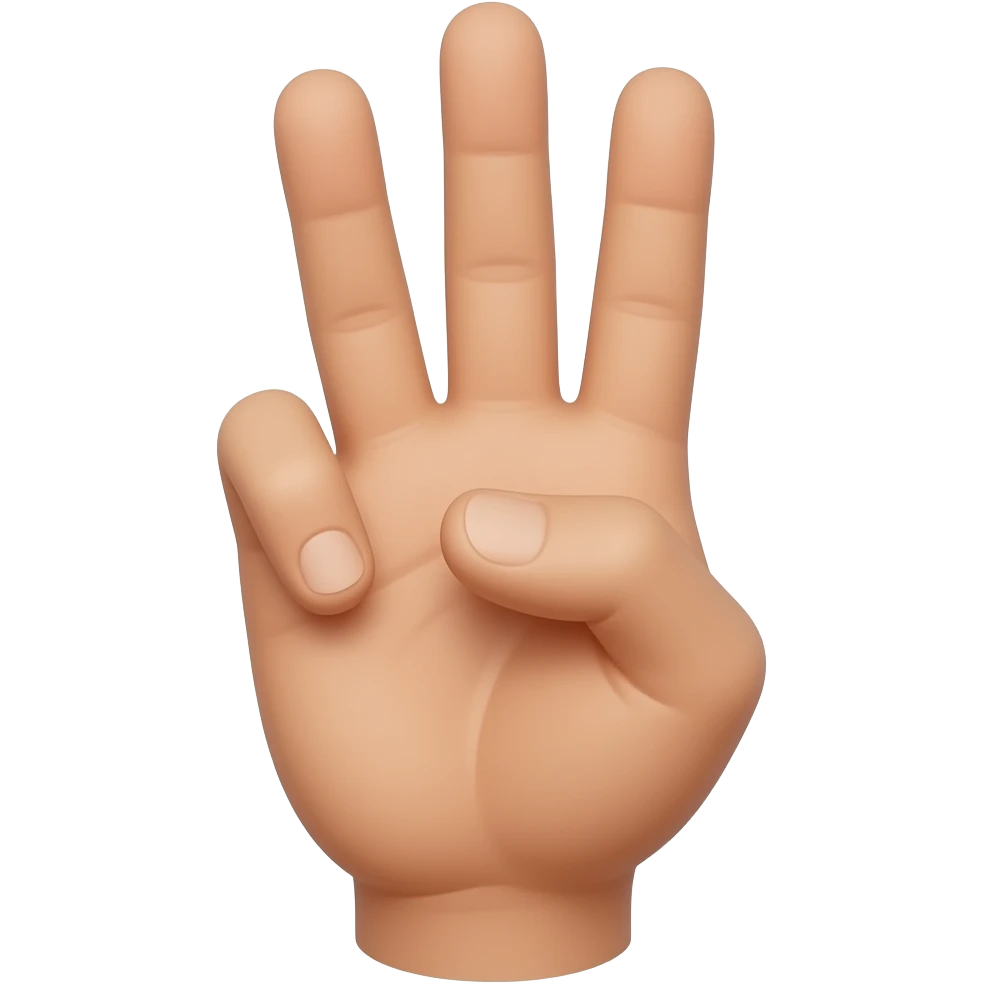 a hand emoji, holding up 3 fingers to indicate the number emoji