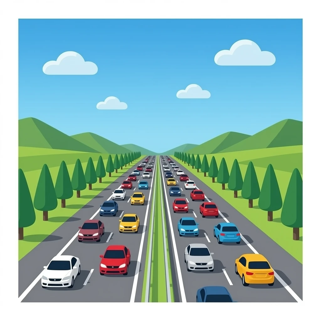 Highway full of vehicles emoji