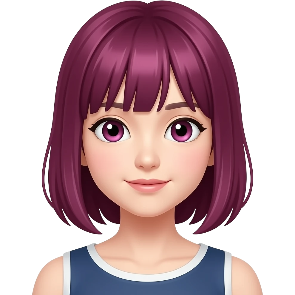 a japanese girl that has  dark pink hair emoji