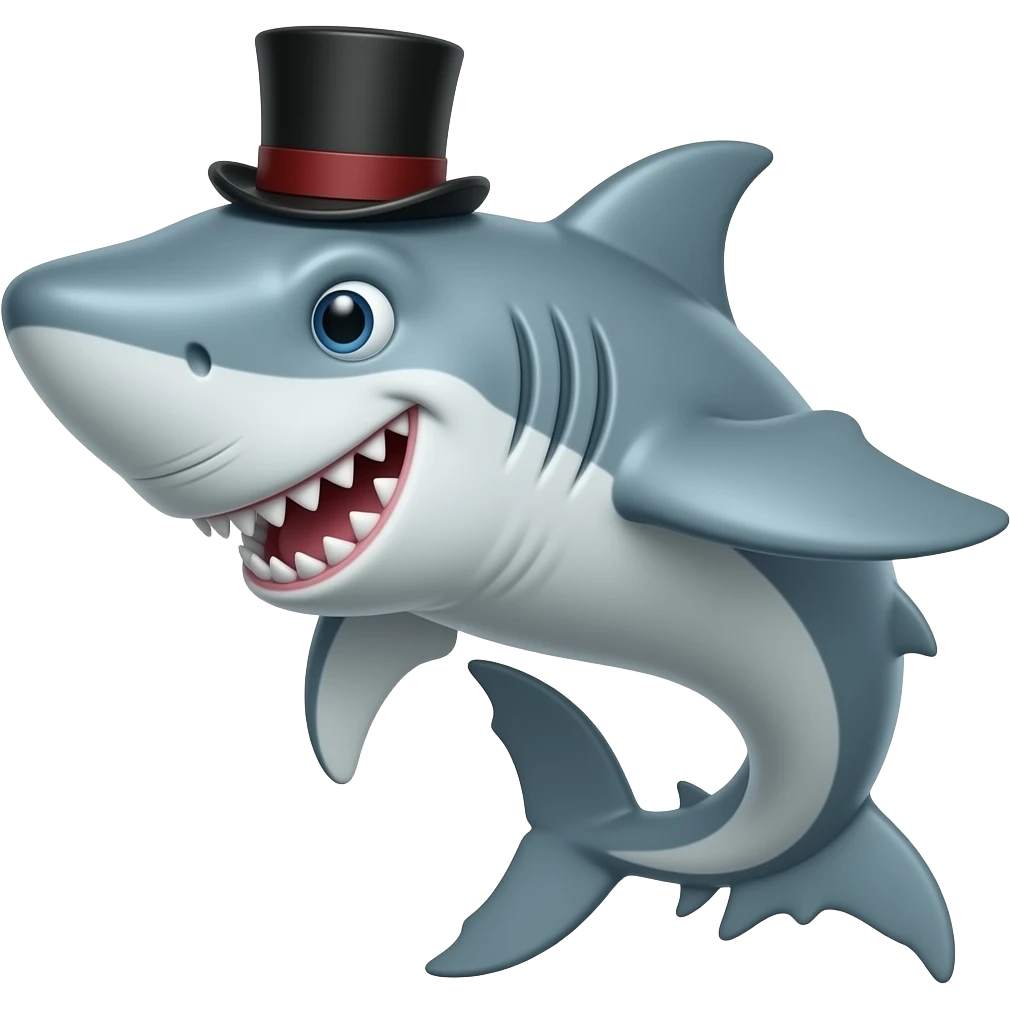 Shark with a top hat emoji