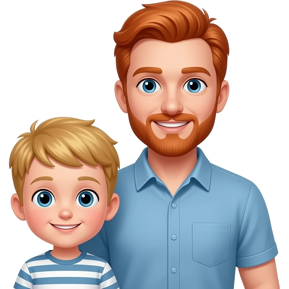 Red haired young dad with his blonde son emoji