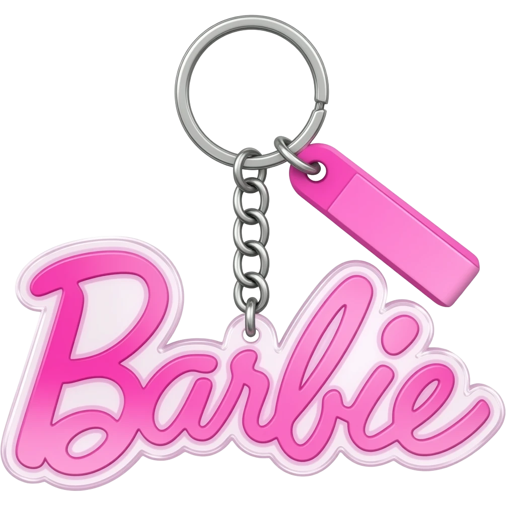 Ombré pink Barbie keychain emoji
